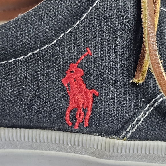 Polo Ralph Lauren Vaughn Black Skate Fashion Sneakers Canvas Shoes Men 9.5D Prep - Picture 10 of 13